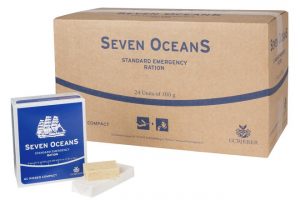 Alimento de alto valor energético, diseñado para el sustento vital durante situaciones de supervivencia marítima.
